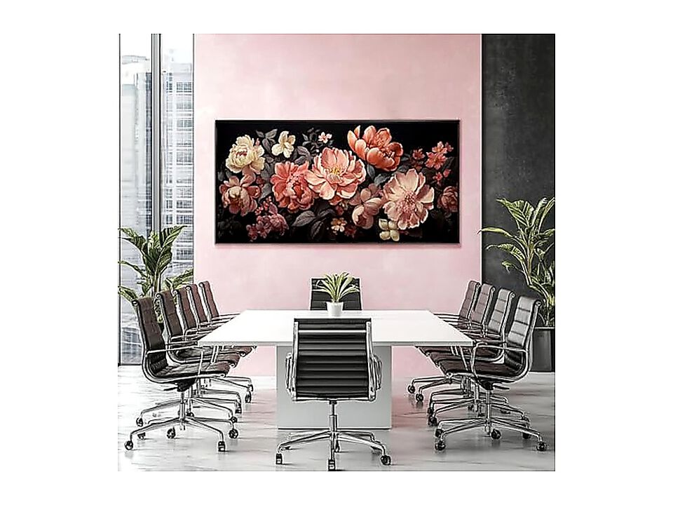 Flower Wall Decor Pink White Botanical Aesthetic Framed Living Room Bedroom