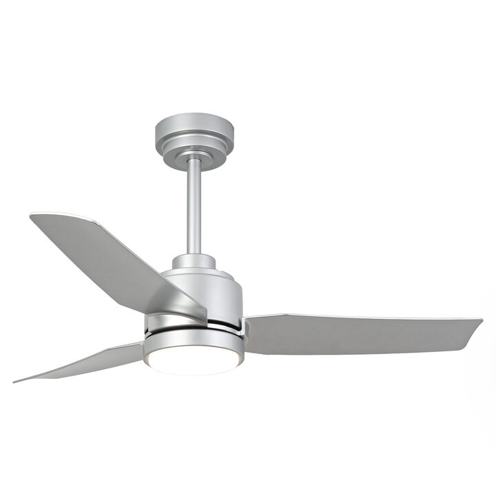 42" Modern Silver 3CCT Dimmable LED Ceiling Fan with Light and Remote