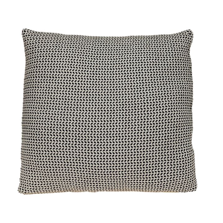 20" Black and Beige Transitional Square Throw Pillow
