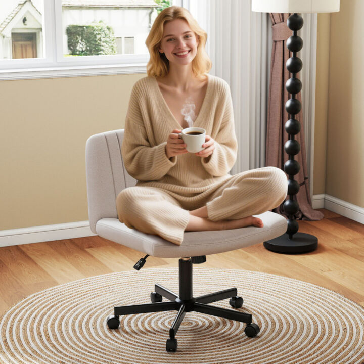 Criss Cross Chair with Wheels &ndash; Cross-Legged Swivel Desk Chair with Wide Soft-Padded Seat