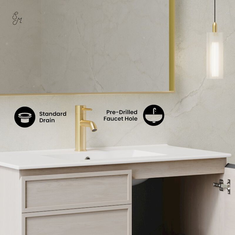 St. Tropez 36" Wall-Mounted Bathroom Vanity in White Oak with Sink Top image number 8