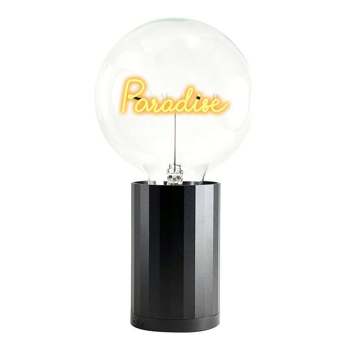 Bulb PARADISE Amber with Base Table Lamp PORTABLE Black