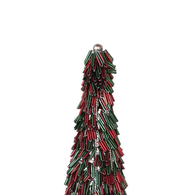 Metal and Glass Beaded Christmas Tree, Red and Green image number 2