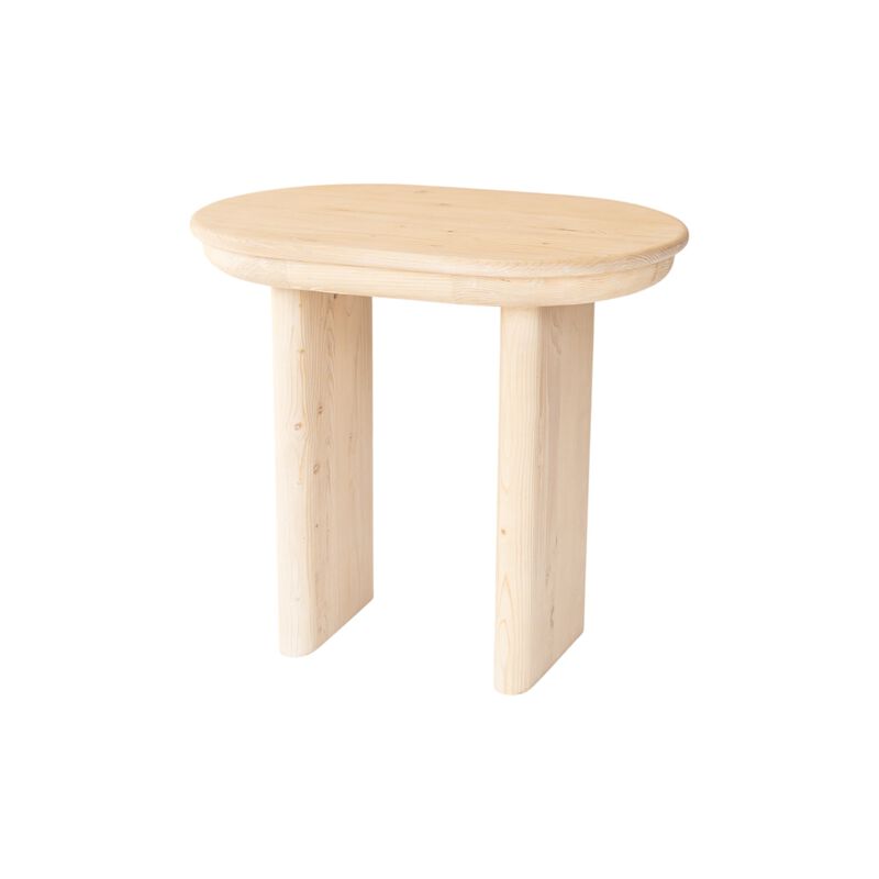 Hivvago 22 Inch Natural Solid Wood Oval Sled End Table