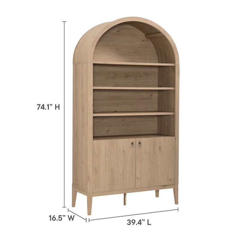 Nolan 74" Tall Wide Arched Storage Display Cabinet Bookshelf image number 2