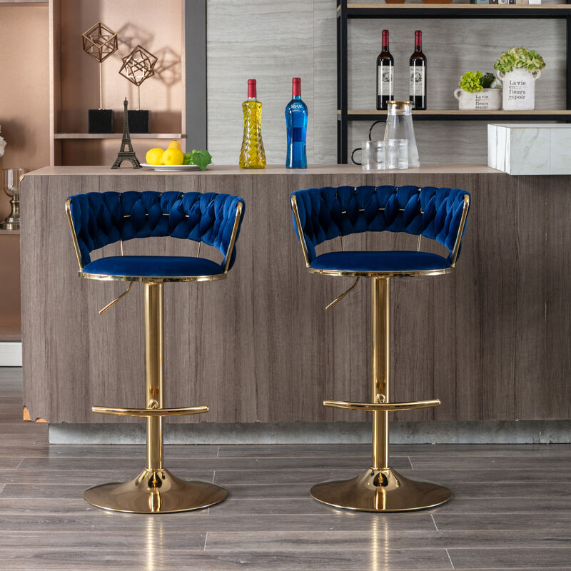 Streamdale Adjustable Height Bar Stools with Chrome Accents (Set of 2)