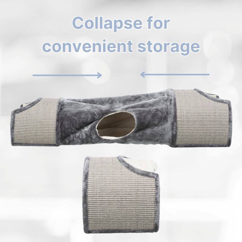 TRIXIE Sisal & Plush 1-Level Cat Condos with Scratching Surface, Tunnel & Cat Toy image number 3