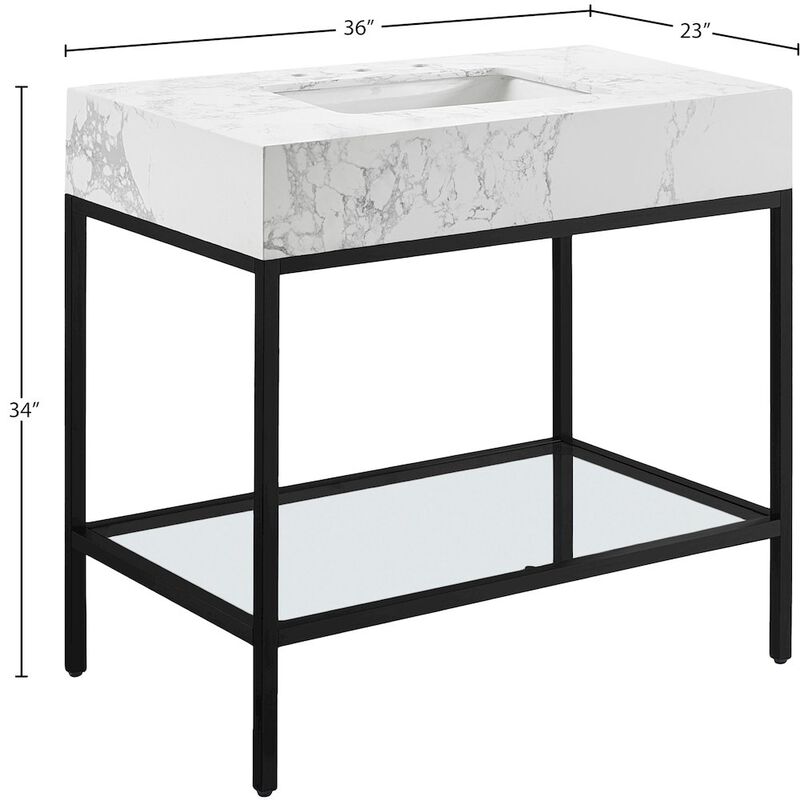 Meridian Furniture Marmo White Engineered Marble Bathroom Vanity