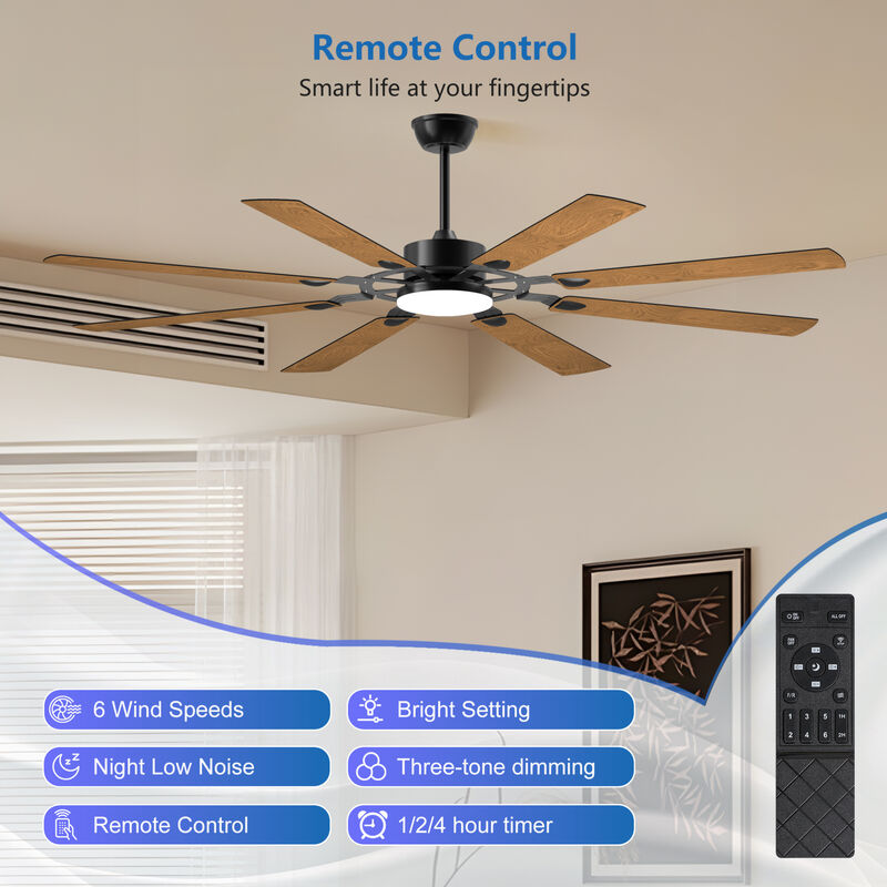 ELEMENT ACE 72-Inch 8-Blade Large Reversible Quiet DC Motor Ceiling Fan for Indoor Outdoor Use, Ideal for Kitchen Living Room Patio and Terrace Spaces image number 4