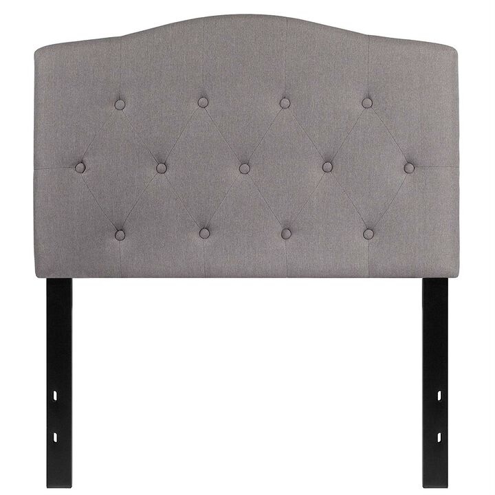 QuikFurn Twin size Light Grey Upholstered Button Tufted Headboard
