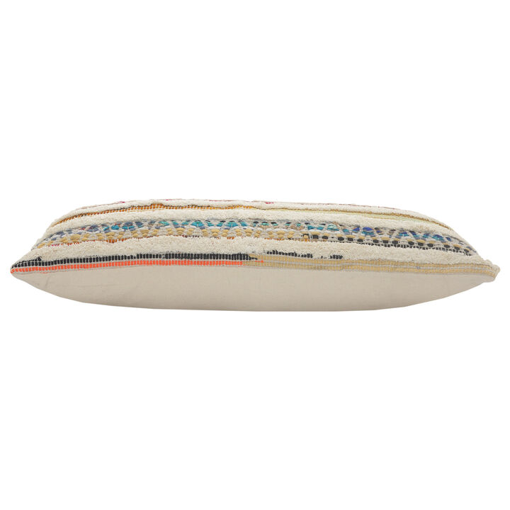 100% Cotton Striped Zippered Pillow &ndash; Decorative Cushion for Sofa, Bed, or Chair