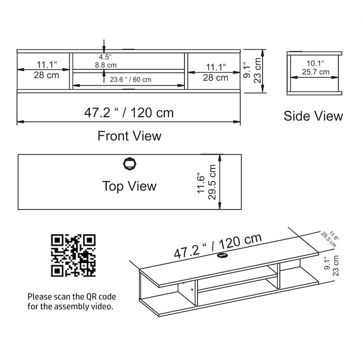 Decorotika Pivot Floating Tv Stand - White