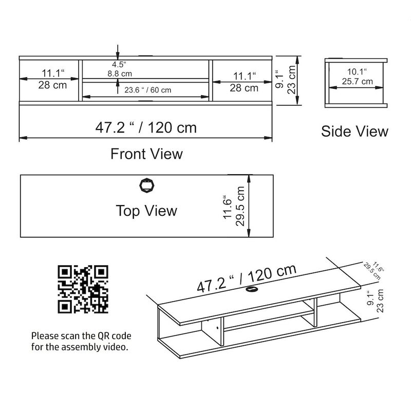 Decorotika Pivot Floating Tv Stand - White