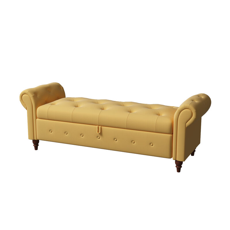 Streamdale 63'' Bed Bench Yellow Fabric image number 6