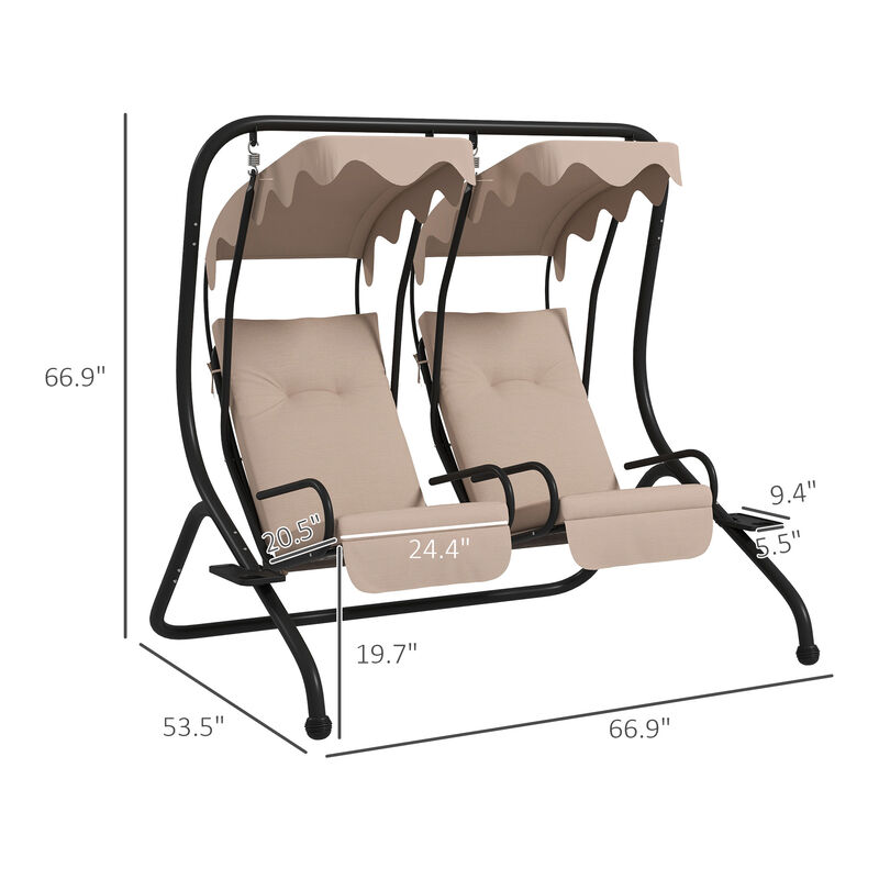 Hivvago Outdoor Swing Bench with Adjustable Canopy image number 2
