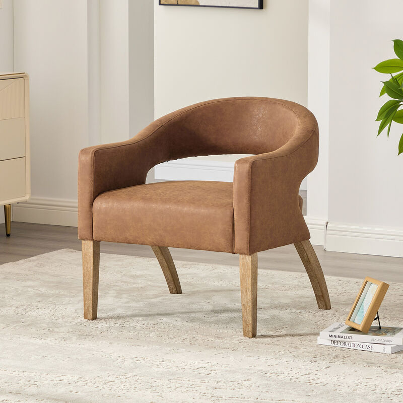Merax Mid-Century Modern Faux Leather Accent Chair