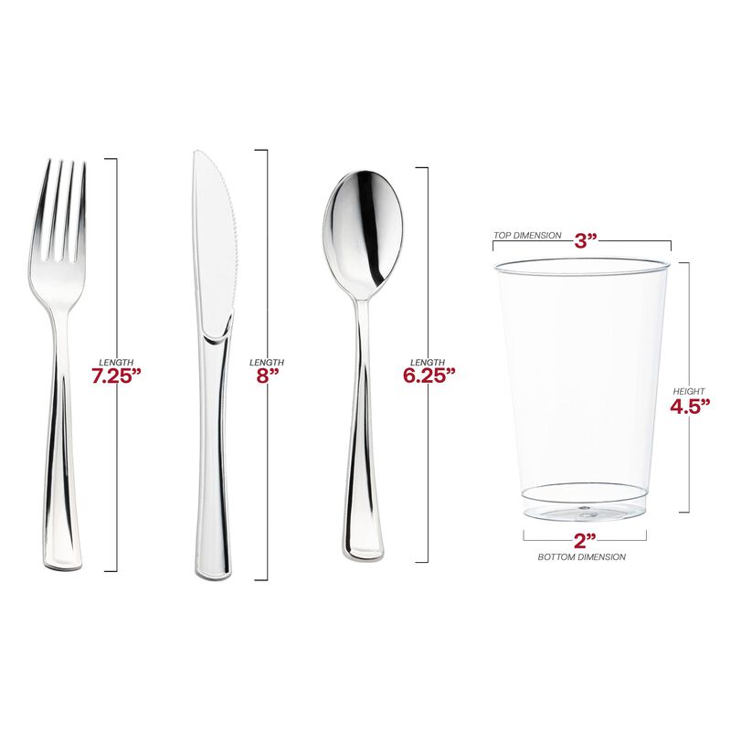 Silver Plastic Cutlery and Cup Set (120 Sets) image number 2