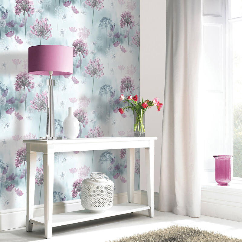 Lucille Light Blue Spring Meadow Wallpaper image number 2