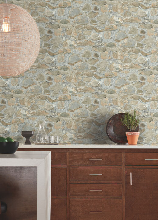 Field Stone Grasscloth Tan & Grey Wallpaper (Set of 2)