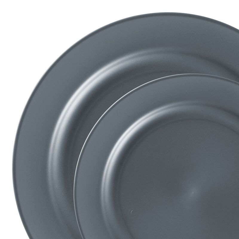 Matte Charcoal Gray Round Plastic Dinnerware Value Set (40 Sets) image number 9