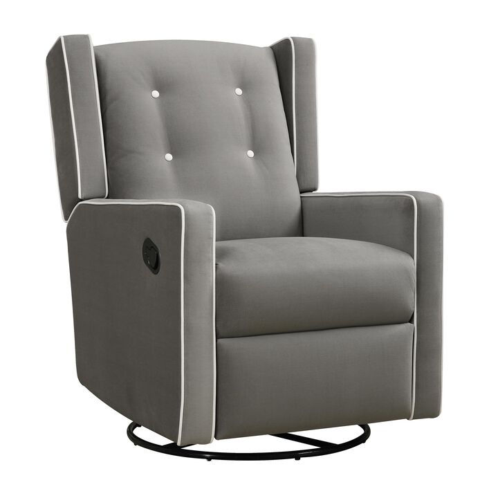 Baby Relax Mariella Swivel Glider Recliner Chair, Gray Microfiber