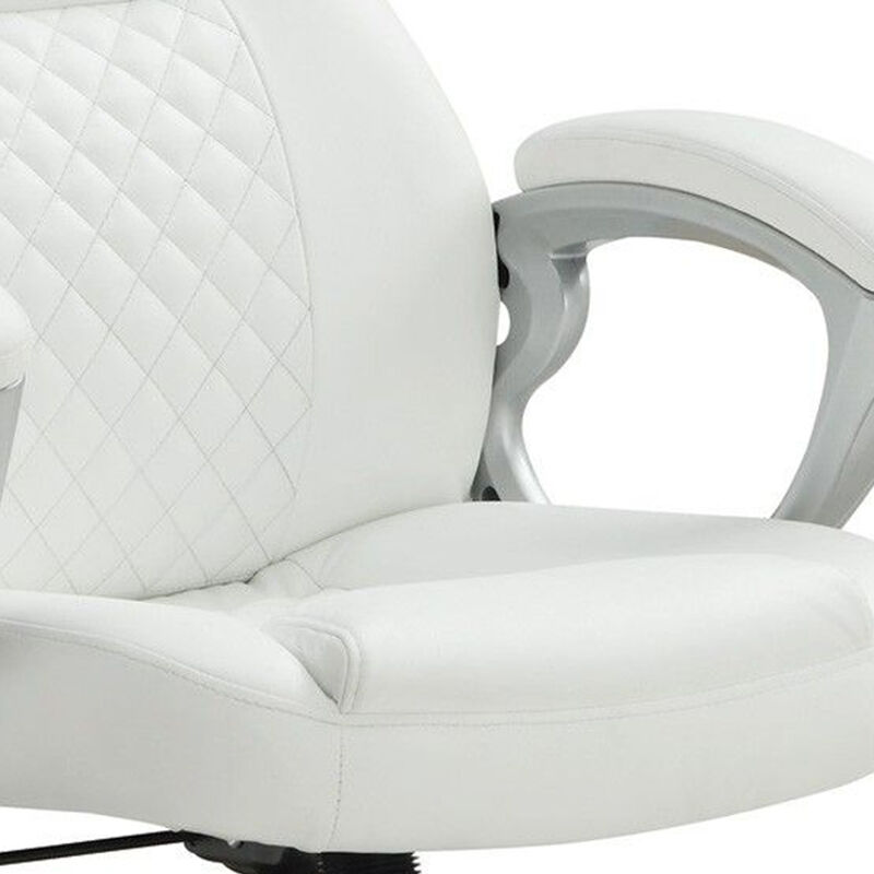 Leather, Sporty Executive High Back Office Chair, White-Benzara