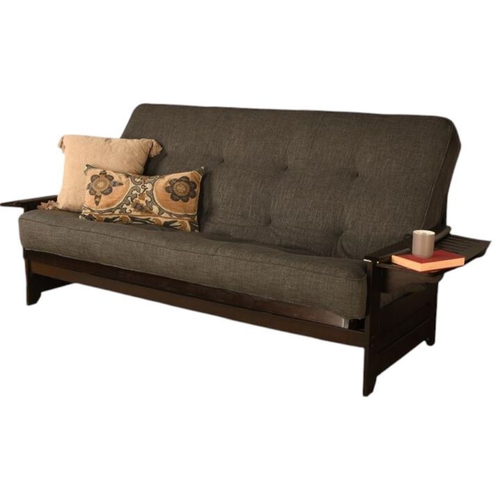 Phoenix Frame Queen-Espresso Finish-Linen Charcoal Mattress