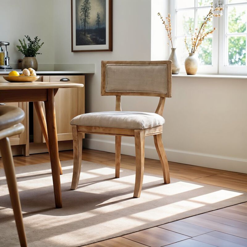 Starlight Canyon Home Set of 2 Beige Modern Dining Chairs with Rubberwood and Solid Wood Frame