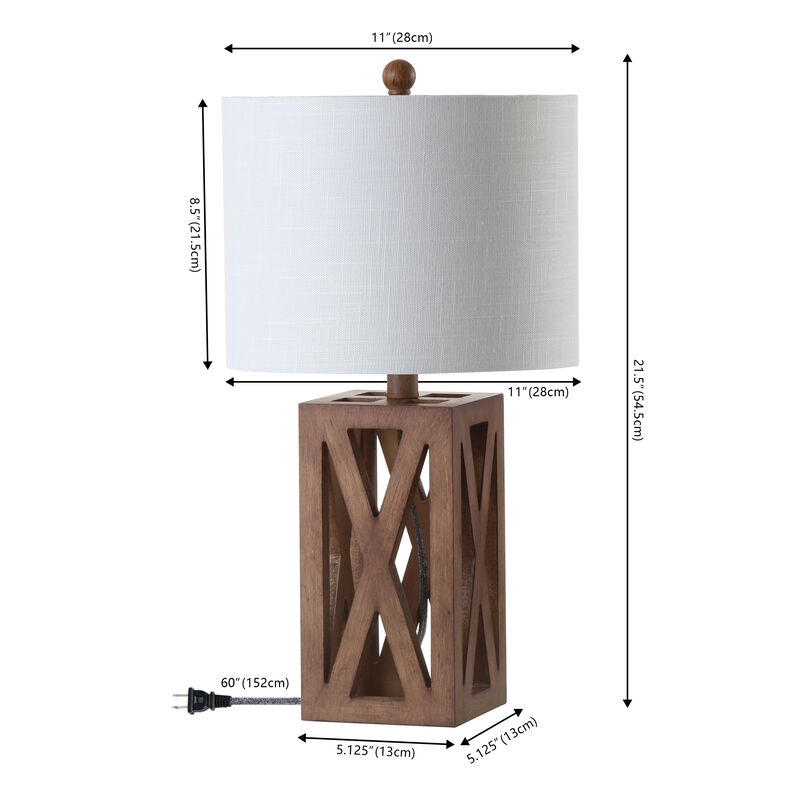 Stewart Farmhouse Wood LED Table Lamp
