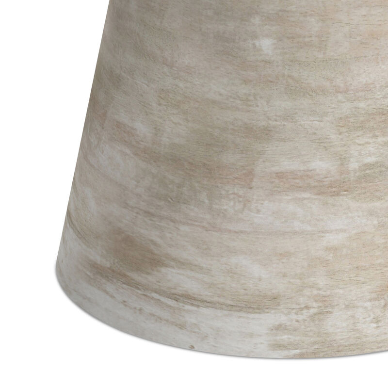 Robbie SOLID MANGO WOOD 16 inch Wide Round Contemporary Rustic Accent Table in Distressed White Wash, Fully Assembled