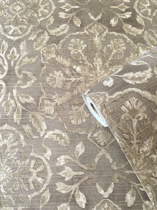 Elegance Floral Stripe Bronze Brown Wallpaper DWP0353-02
