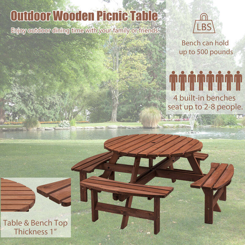 Gwogfa 8 Person Wooden Picnic Table image number 2