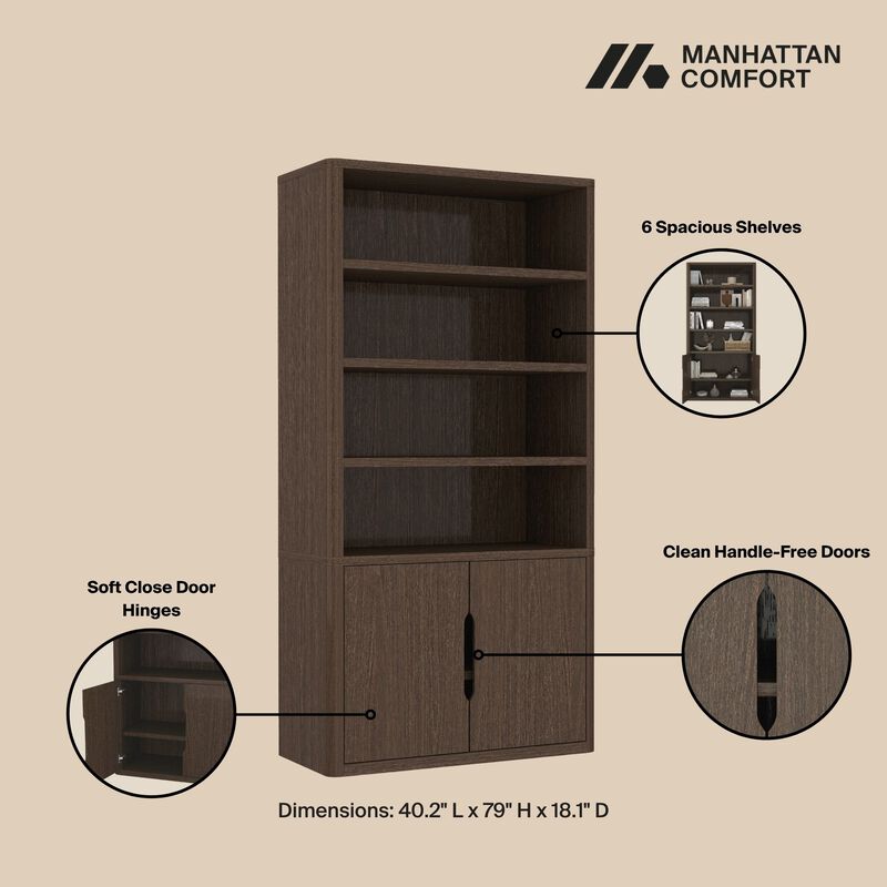 Rivington Brown Bookcase Cabinet