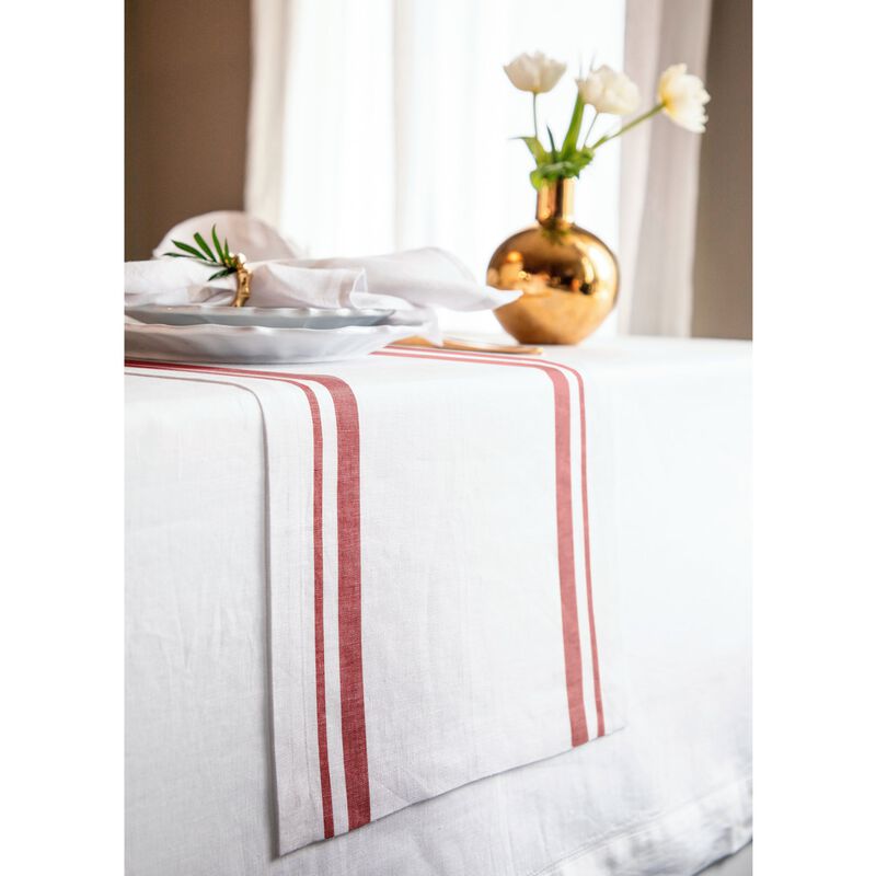Solino Home 100% Pure Linen Table Runner - French Stripe