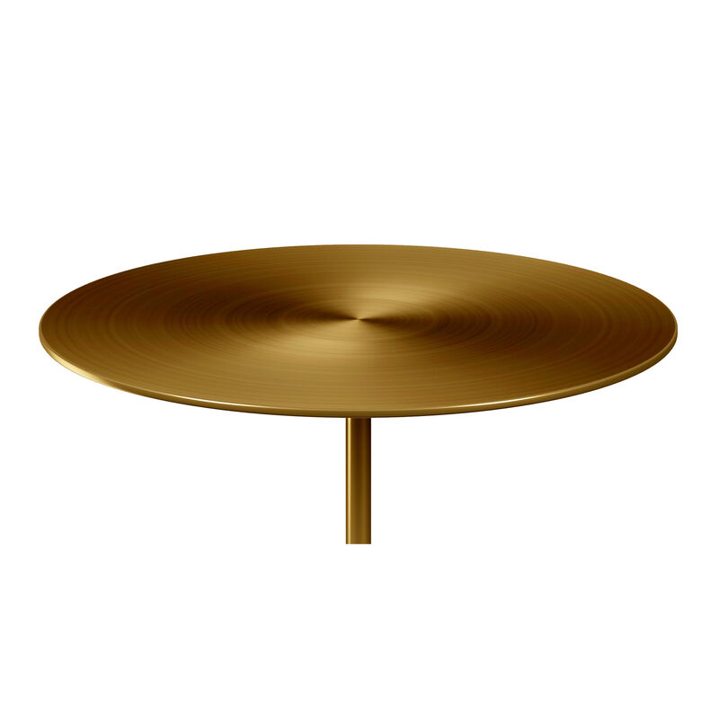 HomeRoots 17" Gold And White Steel And Stone Round Coffee Table