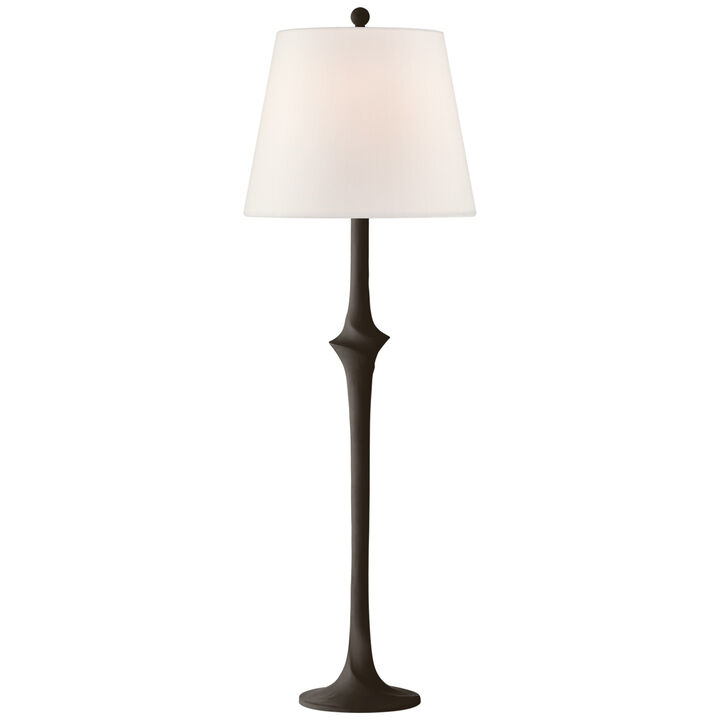 Bates Sculpted Buffet Lamp in Aged Iron with Linen Shade