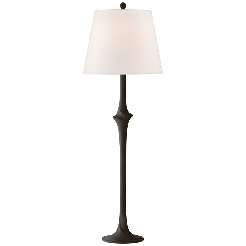 Bates Sculpted Buffet Lamp in Aged Iron with Linen Shade