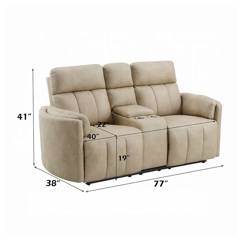 Sonny Manual Motion Recliner Loveseat with Console, Dark Beige Microfiber image number 5