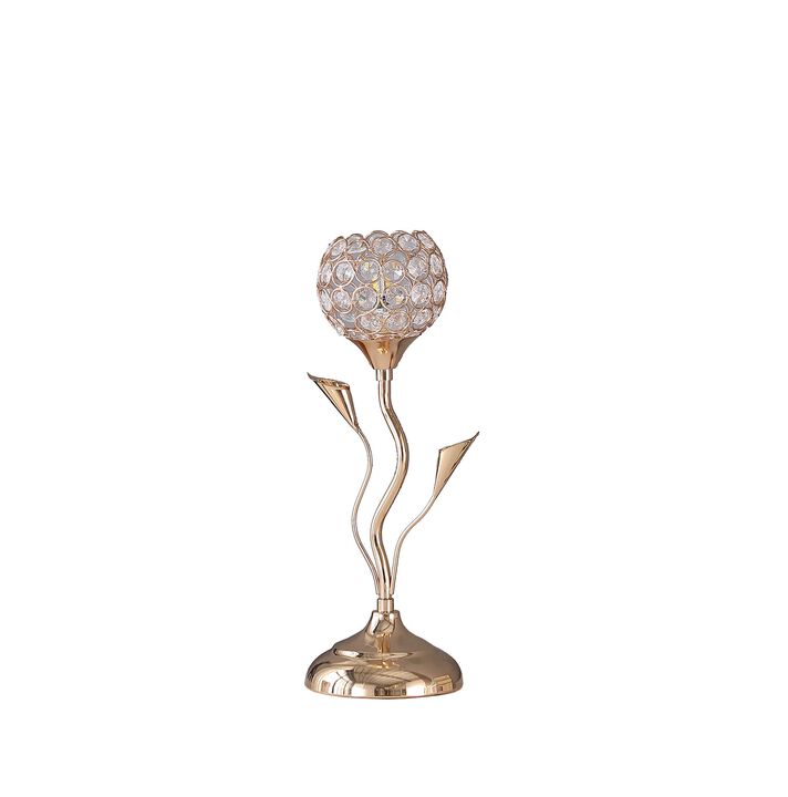HomeRoots 14" Gold Bedside Table Lamp With Clear Novelty Shade