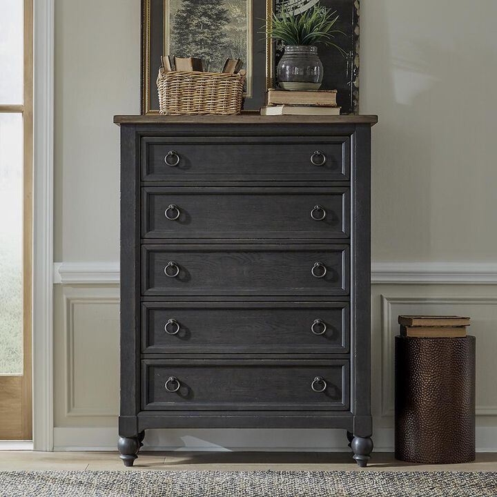Liberty Furniture 5 Drawer Chest - Black Traditional Multi in Dusty Taupe
