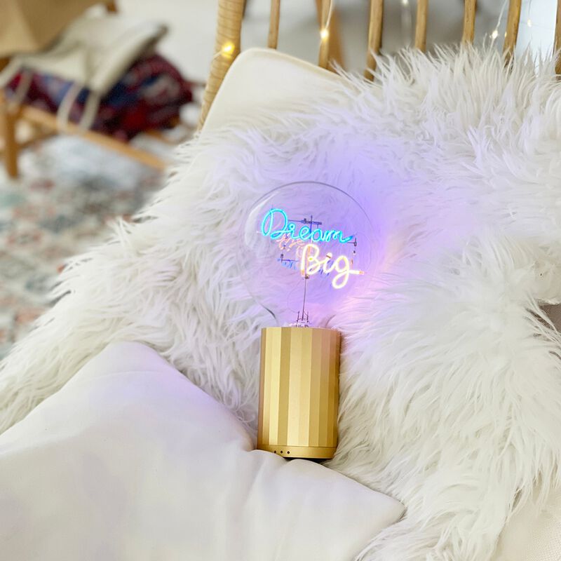 Bulb DREAM BIG Blue/ Amber with Base Table Lamp PORTABLE Rose Gold image number 3