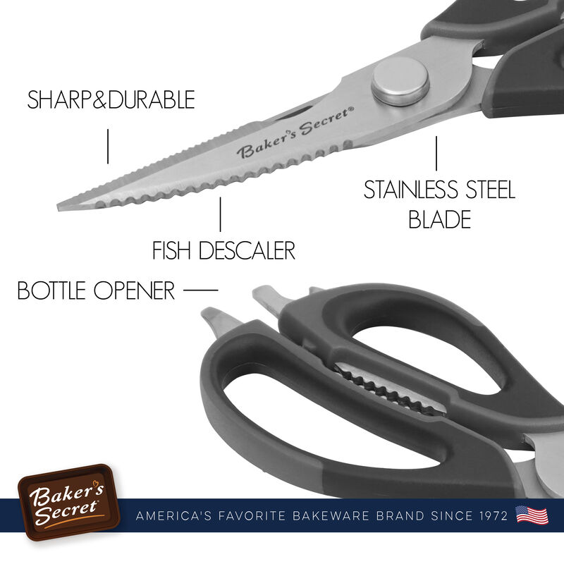 Baker's Secret Kitchen Scissors, Stainless Steel 8.5", Kitchen Essentials