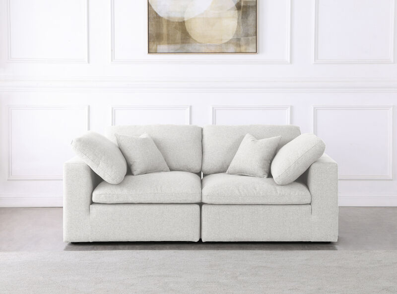 Meridian Furniture Serene Cream Linen Textured Fabric Deluxe Comfort Modular Sofa