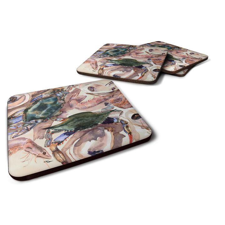 Caroline's Treasures 8618FC Crab Foam Coasters (Set of 4), 3.5 H x 3.5 W, Multicolor