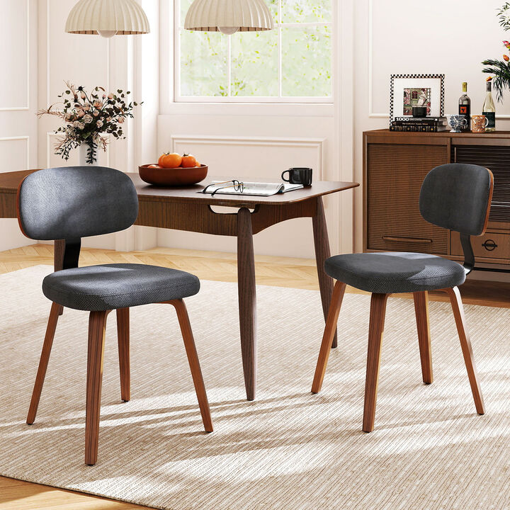 Wooden Dining Kitchen Chairs Set of 2 with Soft Chenille Fabric Upholstery