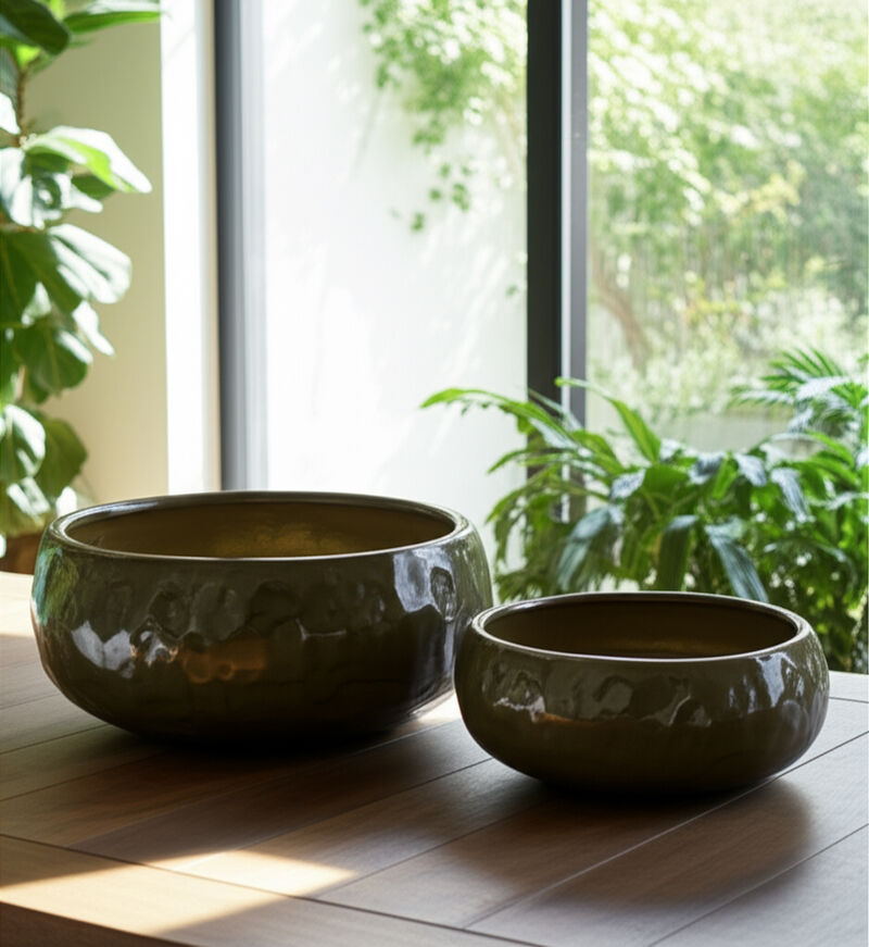 Bowl Green Planters (Set of 2)