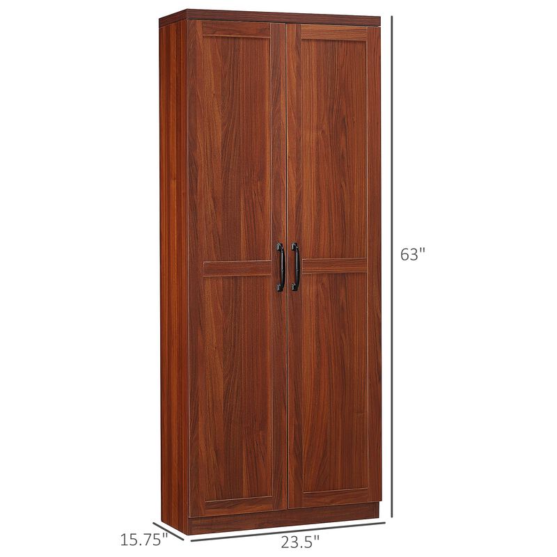 63" Brown Dining Room Cabinet: 2-Door, 5-Tier Shelving