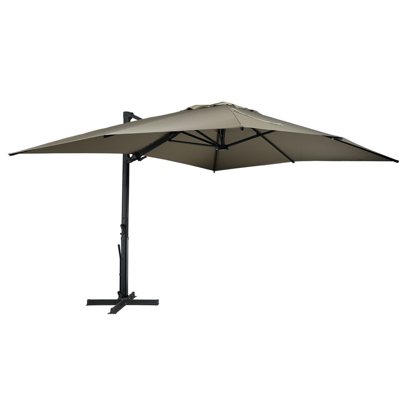 10 * 13 ft. Cantilever Patio Umbrella with Removable LED light,Aluminum Offset Umbrella with 360-degree Rotation,Adjustable Base for Deck, Patio, Lawn, Pool image number 0