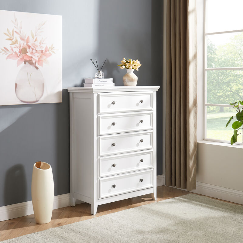 Modern 5-Drawer Dresser Chest Cabinet for Closet Organization & Storage