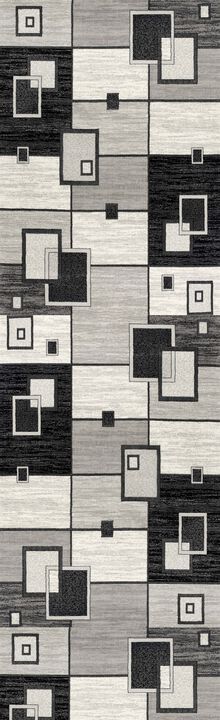 Montage Modern Geometric Checkered Grey Black Indoor Area Rug
